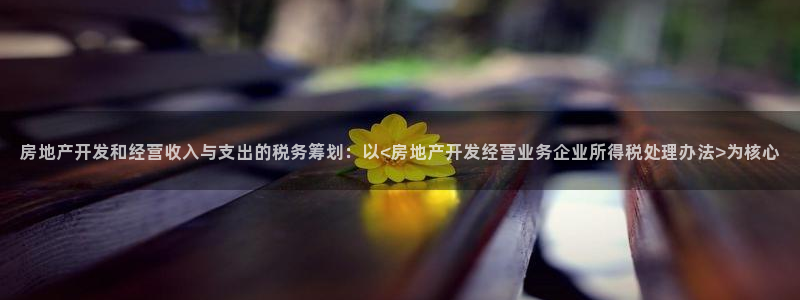 新宝5招商部：房地产开发和经营收入与支出的税务筹划：以<房地