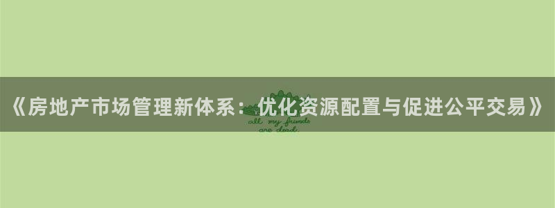 新宝5是什么：《房地产市场管理新体系：优化资源配置与促进公平