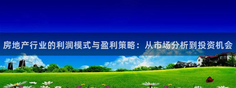 新宝5官方登录入口：房地产行业的利润模式与盈利策略：从市场分